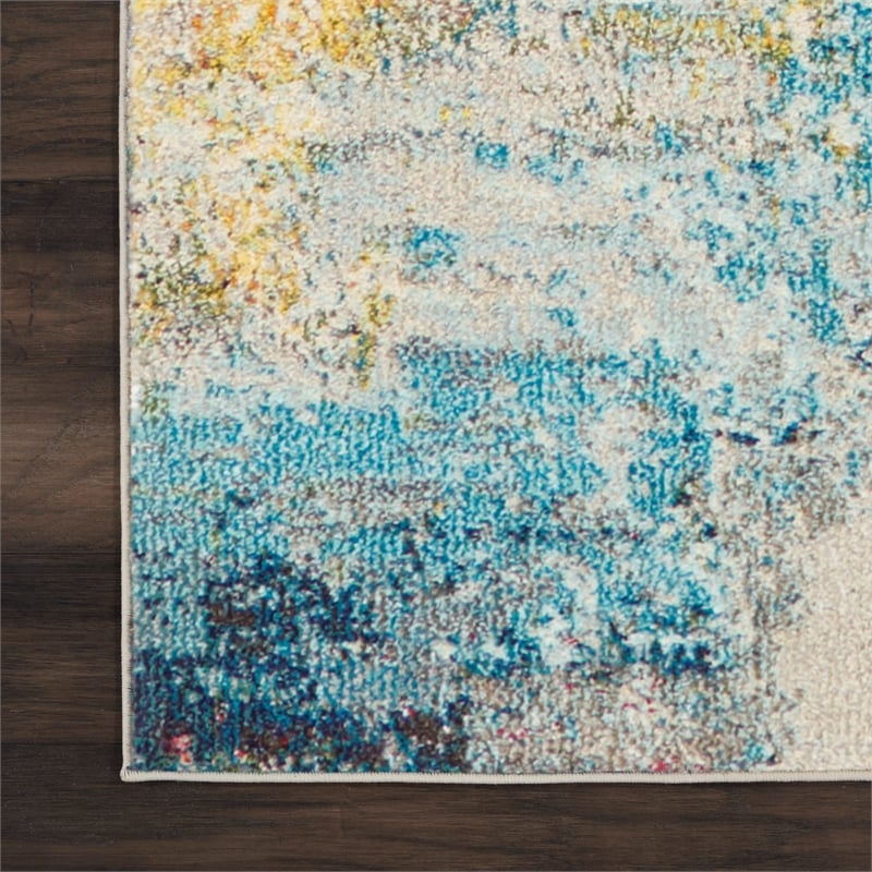 Nourison Celestial 6' Runner Multicolor Fabric Modern Area Rug (6' Runner)