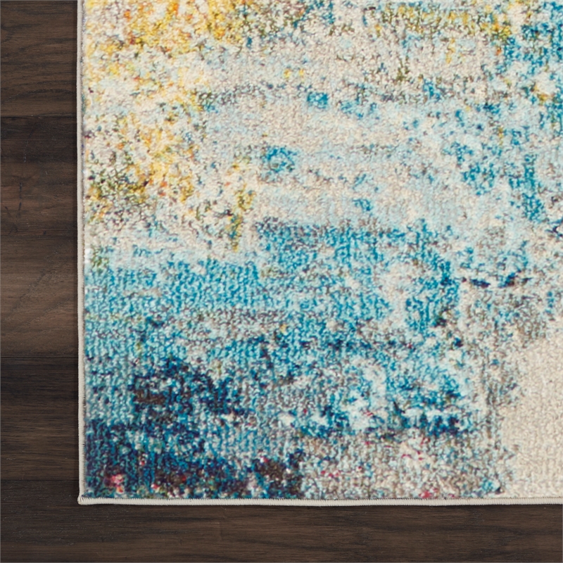 Nourison Celestial 6' Runner Multicolor Fabric Modern Area Rug (6' Runner)