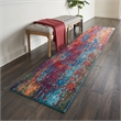 Nourison Celestial 10' Runner Blue and Red Fabric Modern Area Rug (10' Runner)