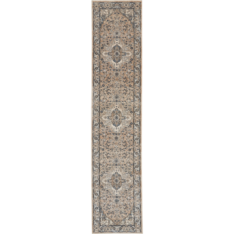Nourison Concerto 10' Runner Beige Gray Fabric Farmhouse Area Rug (10' Runner)