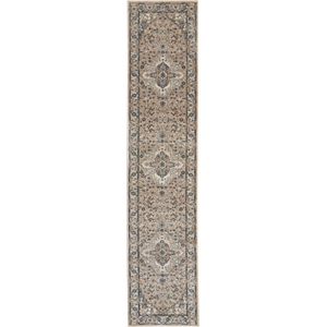 Nourison Concerto 10' Runner Beige Gray Fabric Farmhouse Area Rug (10' Runner)