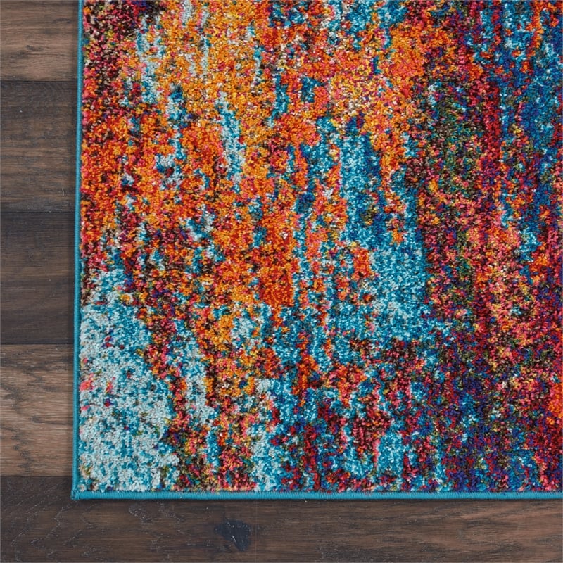 Nourison Celestial 2' x 4' Blue and Red Fabric Modern Area Rug (2' x 4')