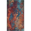 Nourison Celestial 2' x 4' Blue and Red Fabric Modern Area Rug (2' x 4')