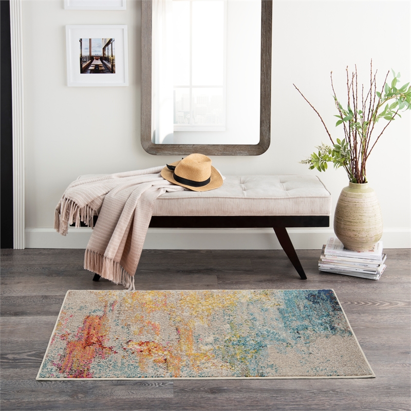 Nourison Celestial 2' x 4' Multicolor Fabric Modern Area Rug (2' x 4')