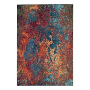 Nourison Celestial 7' x 10' Blue and Red Fabric Modern Area Rug (7' x 10')