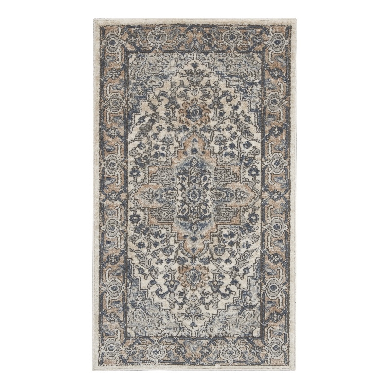 Nourison Concerto 2' x 4' Ivory Gray Fabric Farmhouse Area Rug (2' x 4')