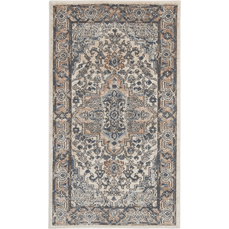 Nourison Concerto 2' x 4' Ivory Gray Fabric Farmhouse Area Rug (2' x 4')