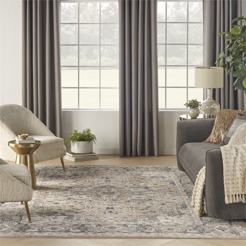 Nourison Concerto 9' x 12' Beige Gray Fabric Farmhouse Area Rug (9' x 12')