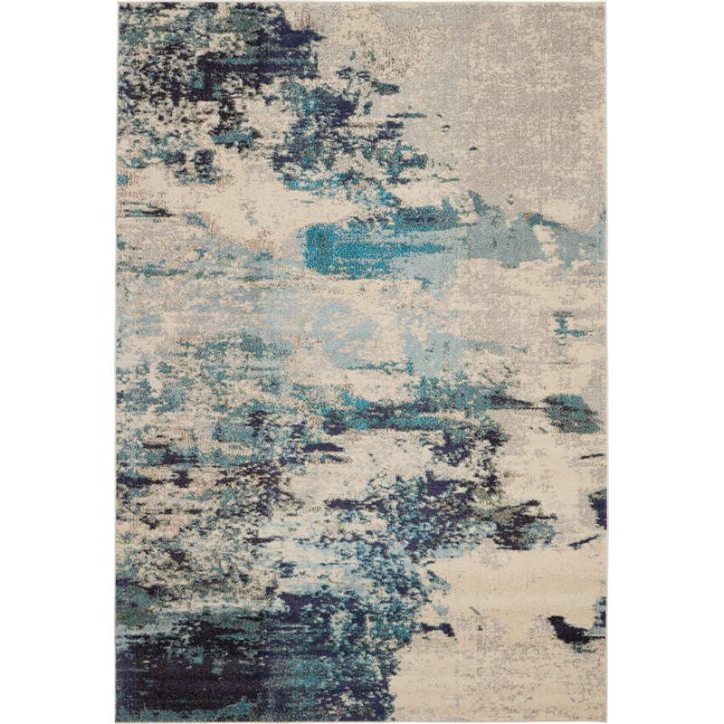 Nourison Celestial 7' x 10' Ivory/Teal Blue Modern Indoor Rug