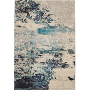 Nourison Celestial 7' x 10' Ivory/Teal Blue Modern Indoor Rug