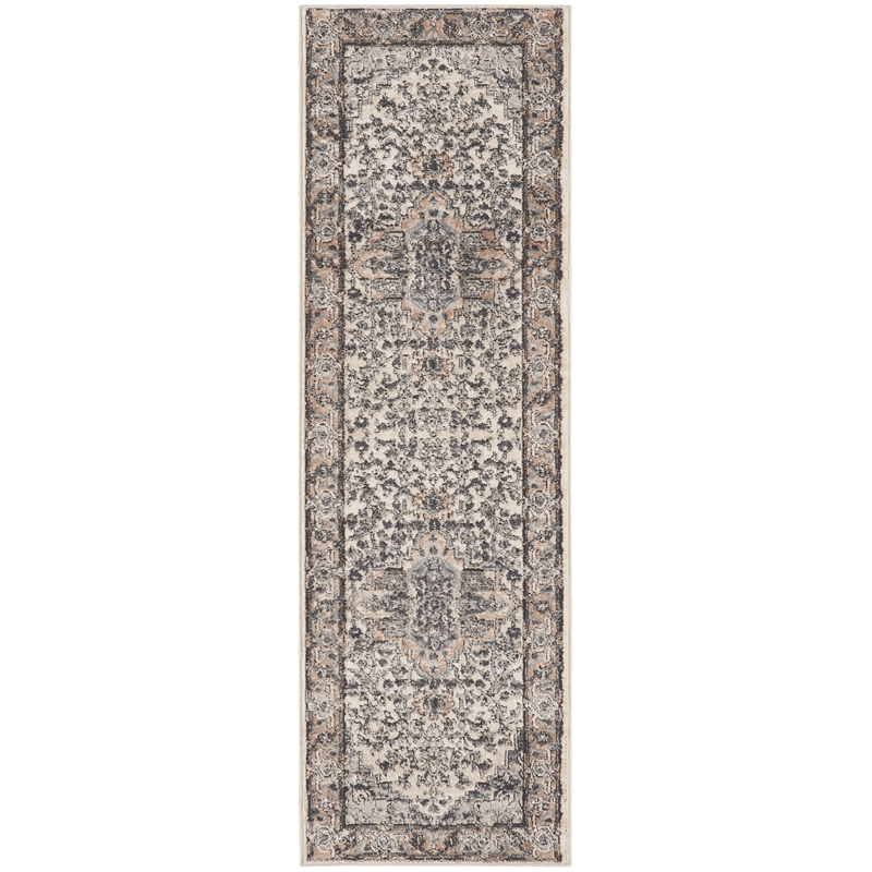 Nourison Concerto 8' Runner Ivory Gray Fabric Farmhouse Area Rug (8' Runner)