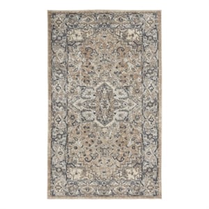 Nourison Concerto 3' x 5' Beige Gray Fabric Farmhouse Area Rug (3' x 5')