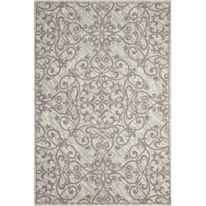 nourison damask 5' x 7' ivory/grey vintage indoor rug