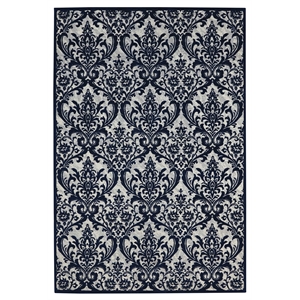nourison damask 5' x 7' ivory/navy vintage indoor rug