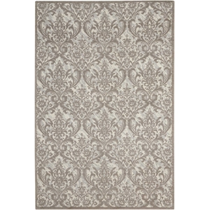 nourison damask 8' x 10' ivory/grey vintage indoor rug
