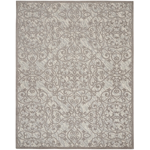 nourison damask 8' x 10' ivory/grey vintage indoor rug