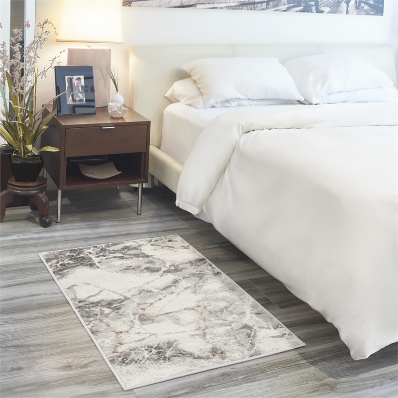 Nourison Elation 2' x 3' Ivory/Grey Modern Indoor Rug