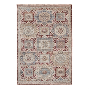 Nourison Enchanting Home 5'3&quot x 7'8&quot Blue/Brick Farmhouse & Country Indoor Rug