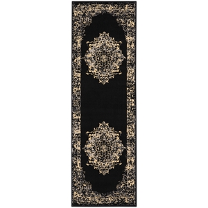 Nourison Grafix 8' Runner Black Fabric Vintage Area Rug (8' Runner)