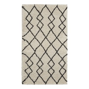 Nourison Geometric Shag 2'2&quot x 3'9&quot Ivory/Charcoal Moroccan Indoor Rug