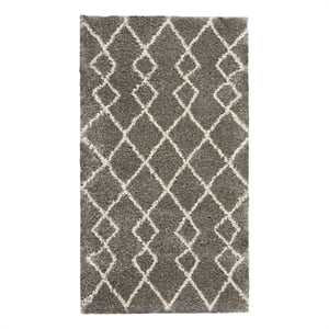 Nourison Geometric Shag 2'2&quot x 3'9&quot Silver Moroccan Indoor Rug Polypropylene