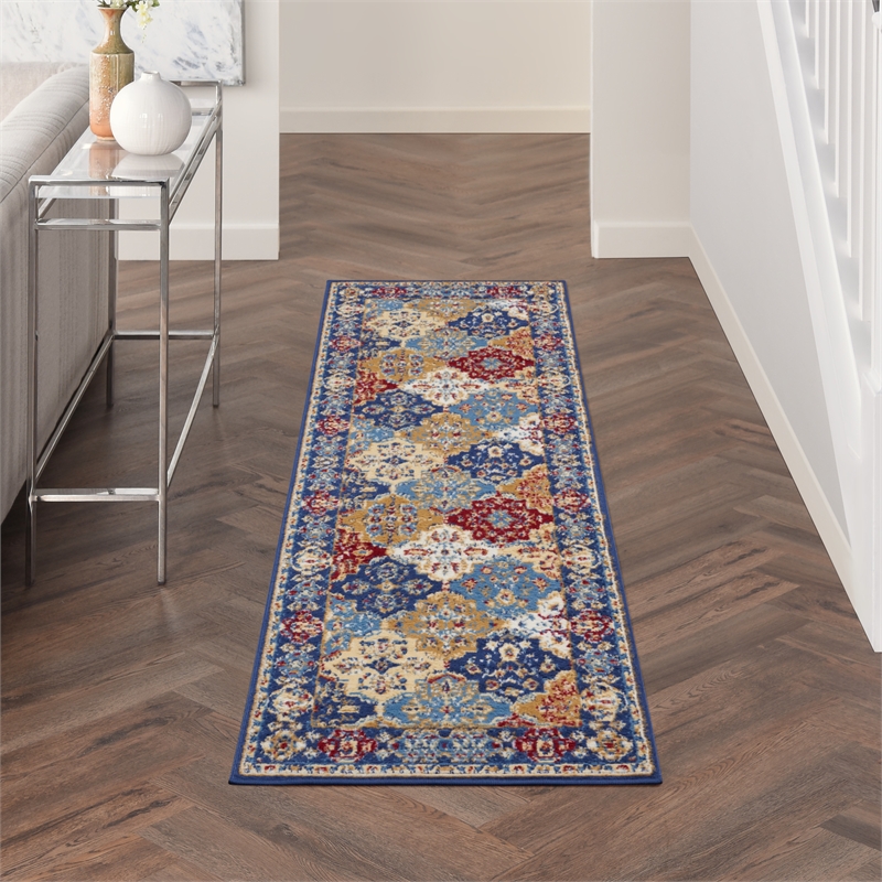 Nourison Grafix 8' Runner Multicolor Fabric Bohemian Area Rug (8' Runner)