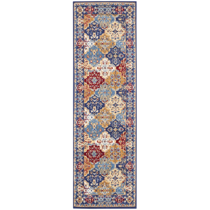 Nourison Grafix 8' Runner Multicolor Fabric Bohemian Area Rug (8' Runner)