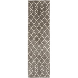 Nourison Geometric Shag 2'2&quot x 7'6&quot Silver Moroccan Indoor Rug