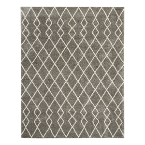 Nourison Geometric Shag 7'10&quot x 9'10&quot Silver Moroccan Indoor Rug Polypropylene
