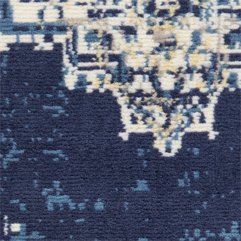Nourison Grafix 2' x 4' Navy Blue Fabric Vintage Area Rug (2' x 4')