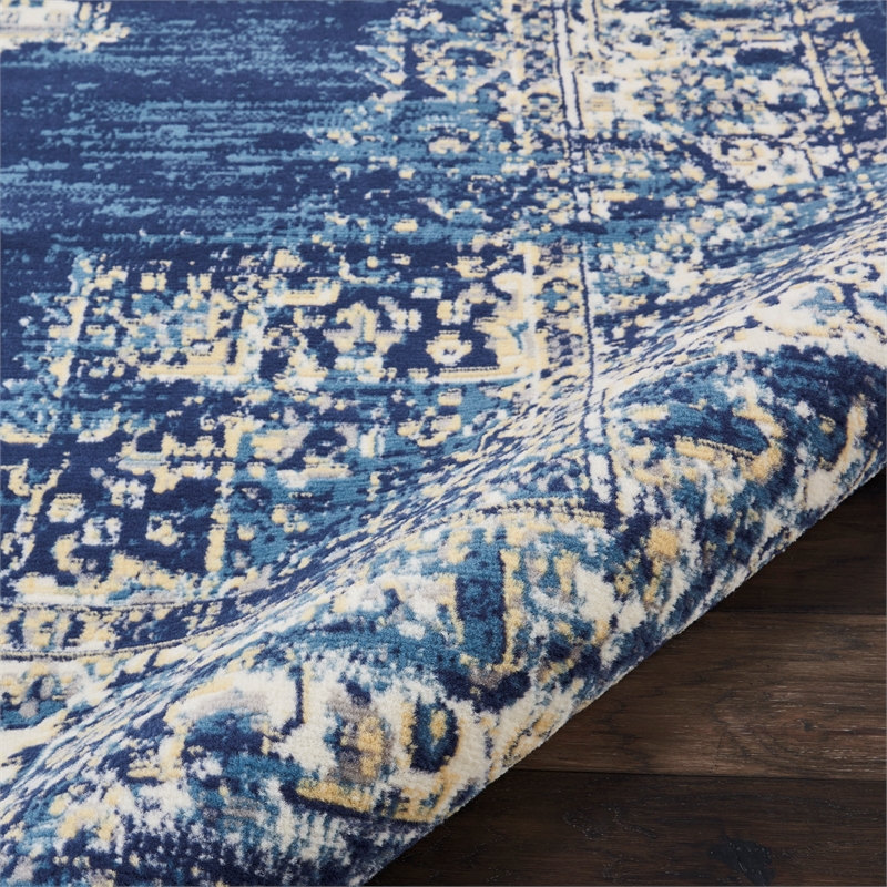 Nourison Grafix 2' x 4' Navy Blue Fabric Vintage Area Rug (2' x 4')