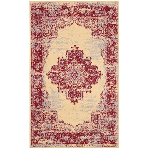 Nourison Grafix 3' x 5' Red and White Fabric Vintage Area Rug (3' x 5')