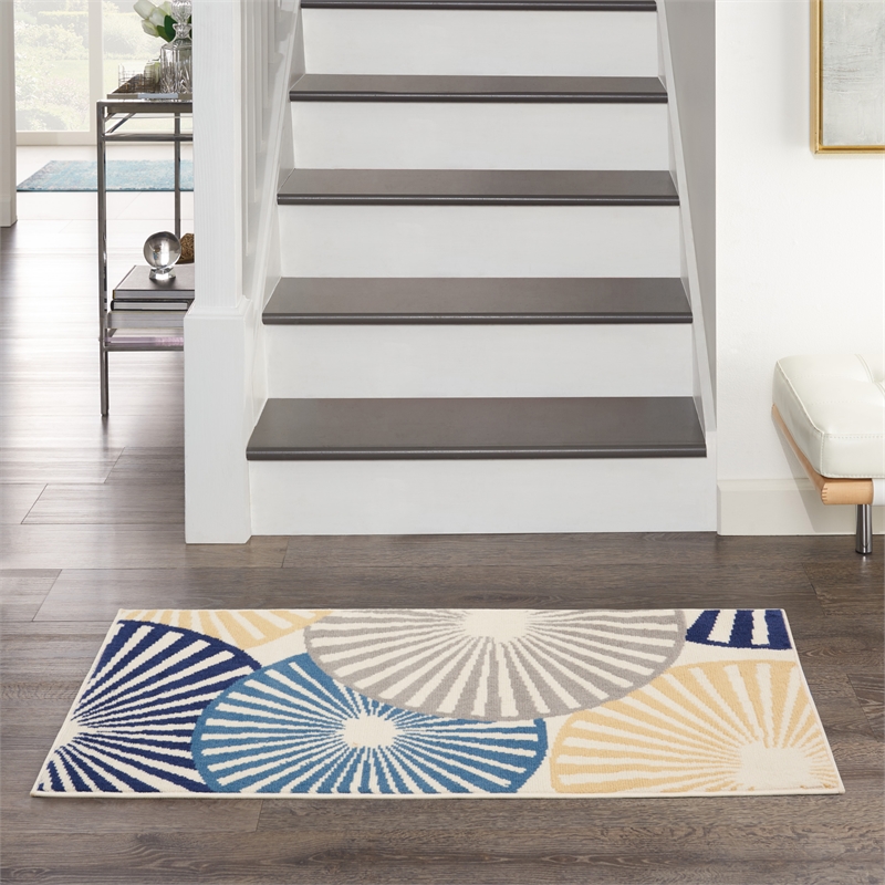 Nourison Grafix 2' x 4' White Contemporary Indoor Rug Polypropylene