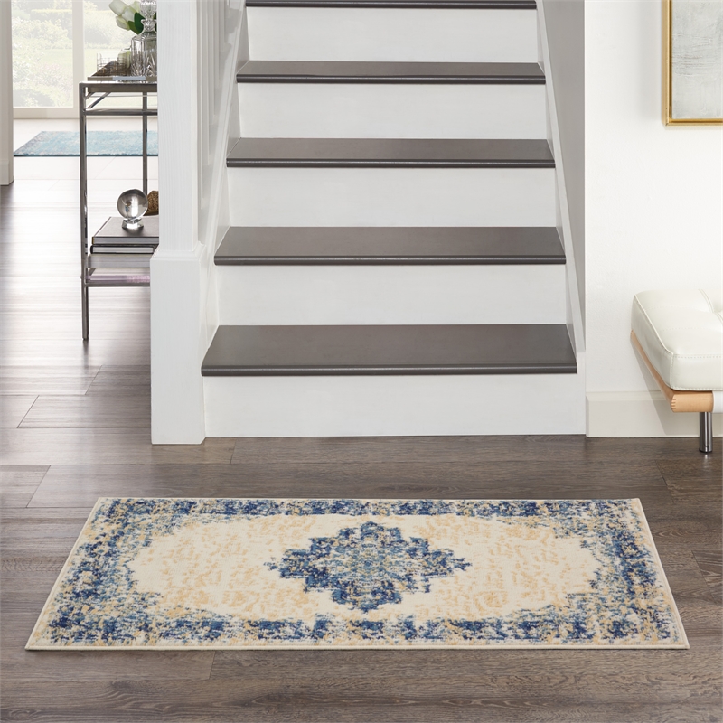 Nourison Grafix 2' x 4' White Transitional Indoor Rug Polypropylene