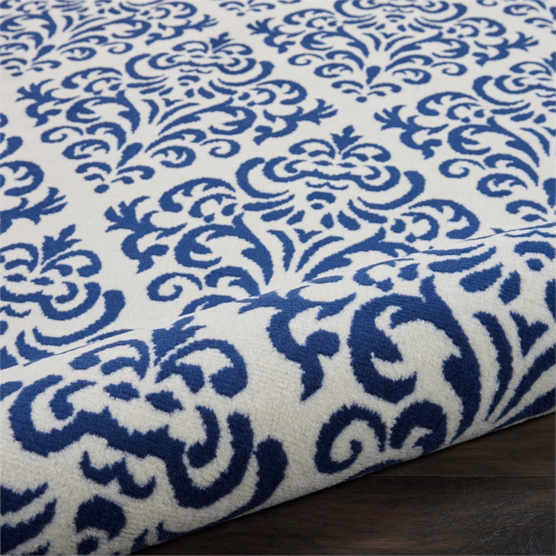 Nourison Grafix 2' x 4' White/Blue Transitional Indoor Rug Polypropylene