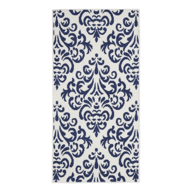 Nourison Grafix 2' x 4' White/Blue Transitional Indoor Rug Polypropylene