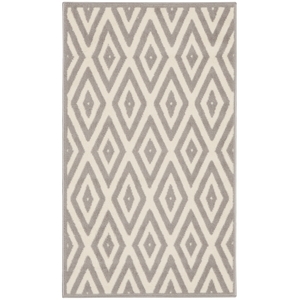 nourison grafix 2' x 4' white/grey mid-century modern indoor rug