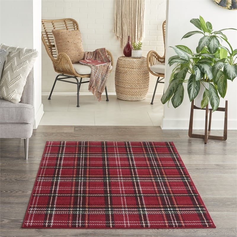 Nourison Grafix 3' x 5' Red Rustic Indoor Rug Polypropylene