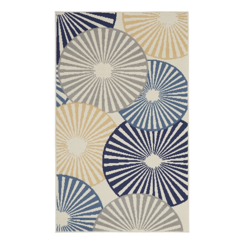Nourison Grafix 3' x 5' White Contemporary Indoor Rug Polypropylene