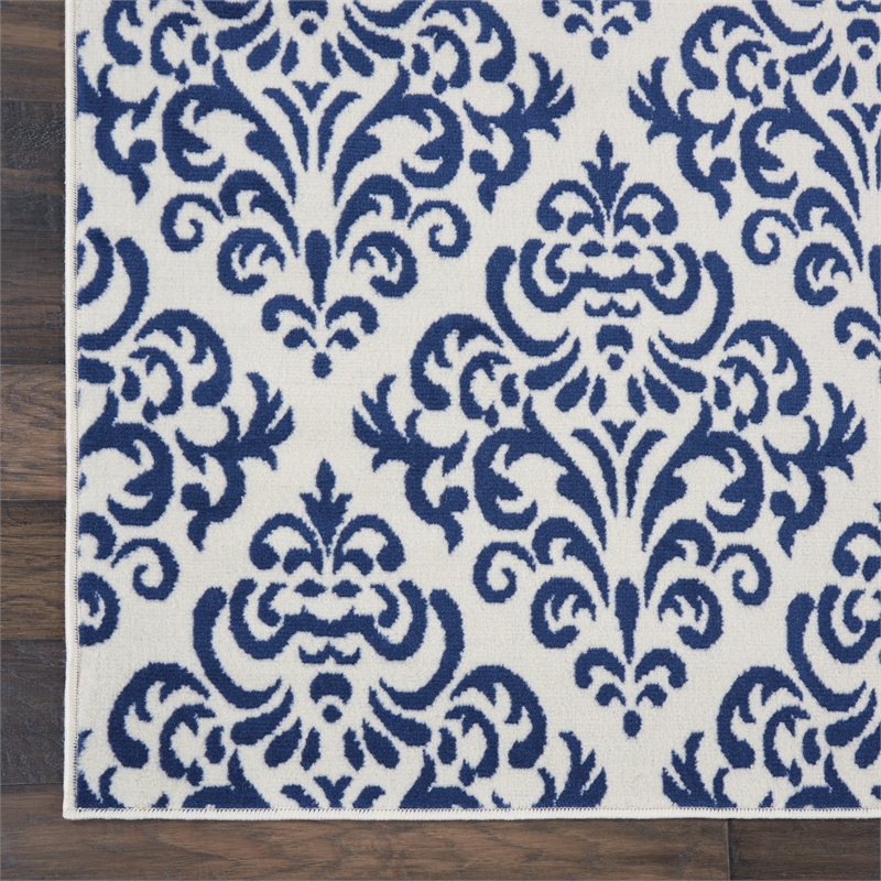 Nourison Grafix 6' x 9' White/Blue Transitional Indoor Rug Polypropylene