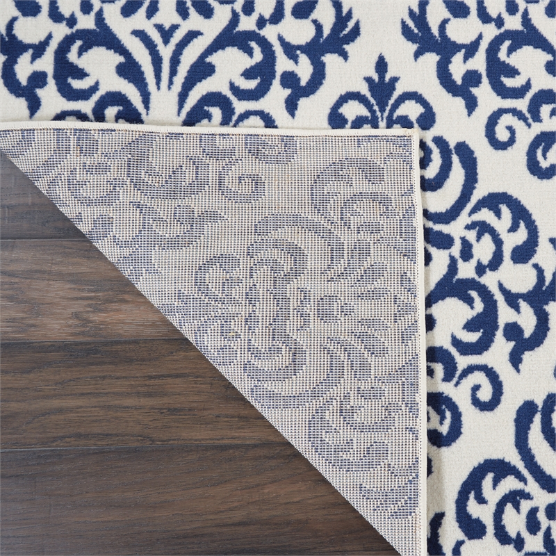 Nourison Grafix 6' x 9' White/Blue Transitional Indoor Rug Polypropylene