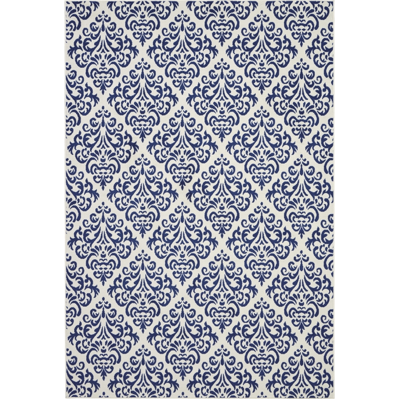 Nourison Grafix 6' x 9' White/Blue Transitional Indoor Rug Polypropylene