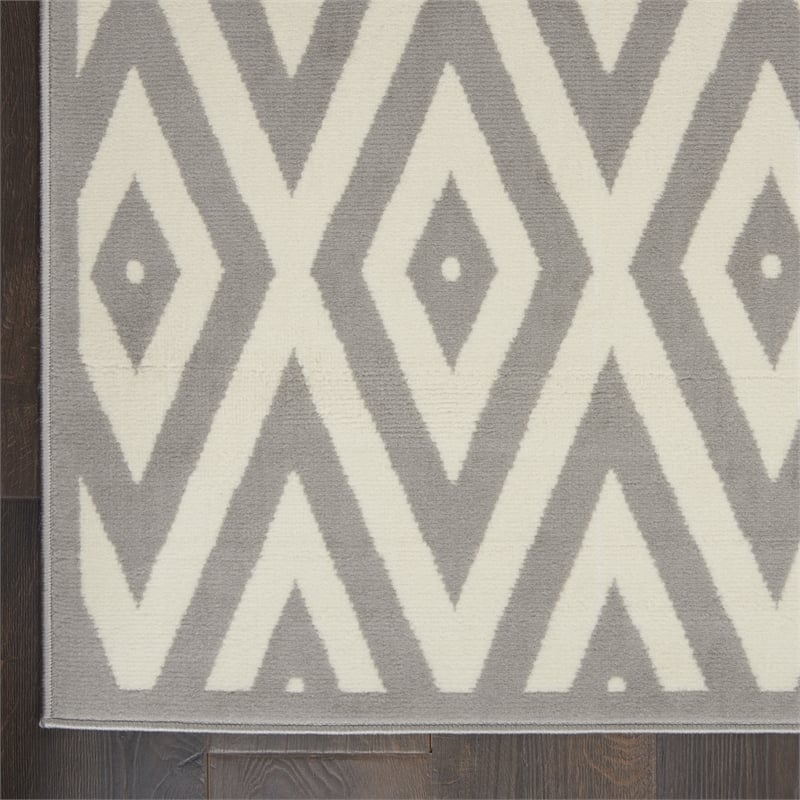 Nourison Grafix 6' x 9' White/Grey Mid-Century Modern Indoor Rug Polypropylene