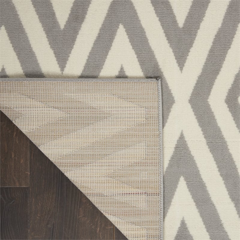 Nourison Grafix 6' x 9' White/Grey Mid-Century Modern Indoor Rug Polypropylene