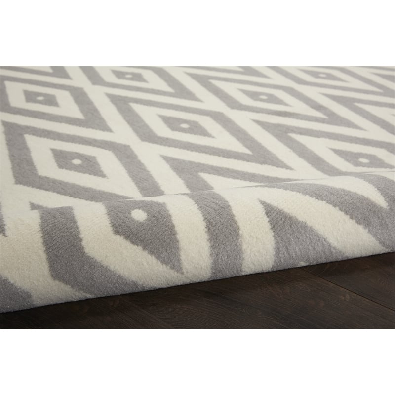 Nourison Grafix 6' x 9' White/Grey Mid-Century Modern Indoor Rug Polypropylene