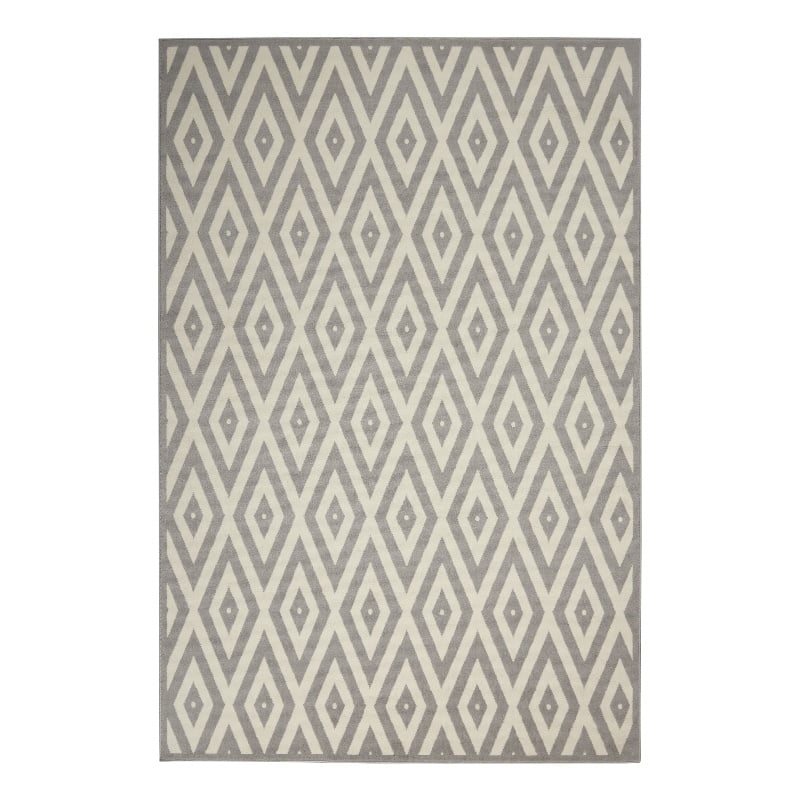 Nourison Grafix 6' x 9' White/Grey Mid-Century Modern Indoor Rug Polypropylene