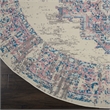 Nourison Grafix 8' x Round White and Pink Fabric Vintage Area Rug (8' Round)