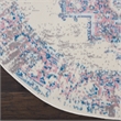Nourison Grafix 5' x Round White and Pink Fabric Vintage Area Rug (5' Round)