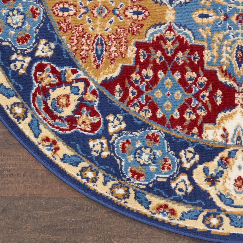 Nourison Grafix 5' x Round Multicolor Fabric Bohemian Area Rug (5' Round)