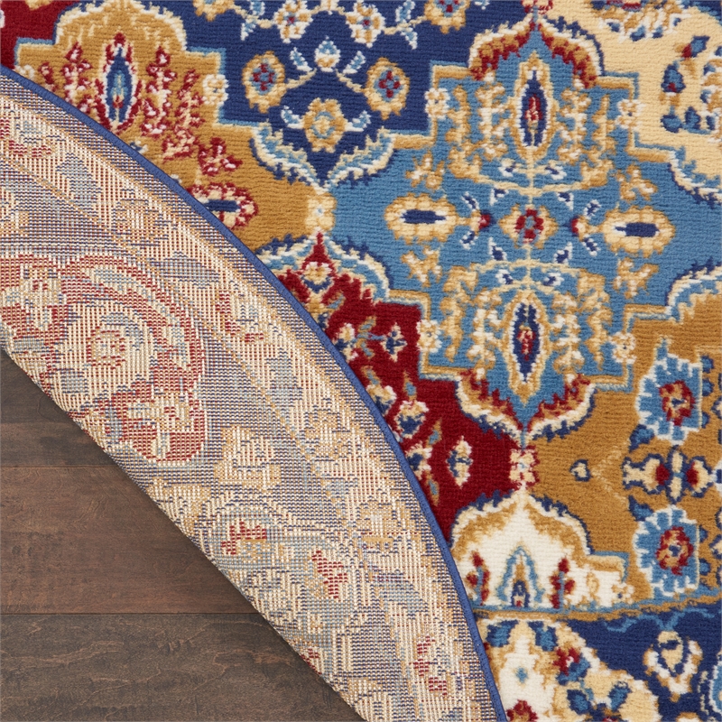 Nourison Grafix 5' x Round Multicolor Fabric Bohemian Area Rug (5' Round)